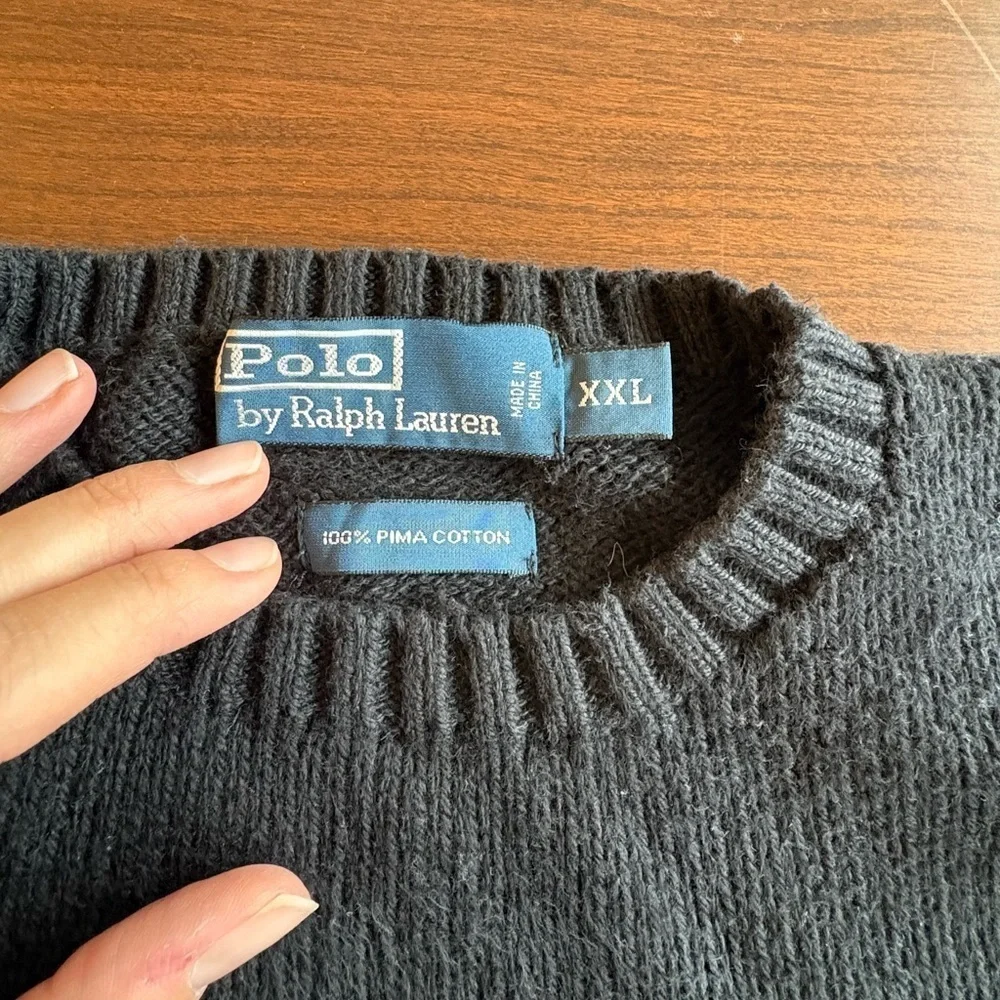 100% cotton polo Ralph Lauren Mens black  Heavy Crew Neck Sweater XXL classic